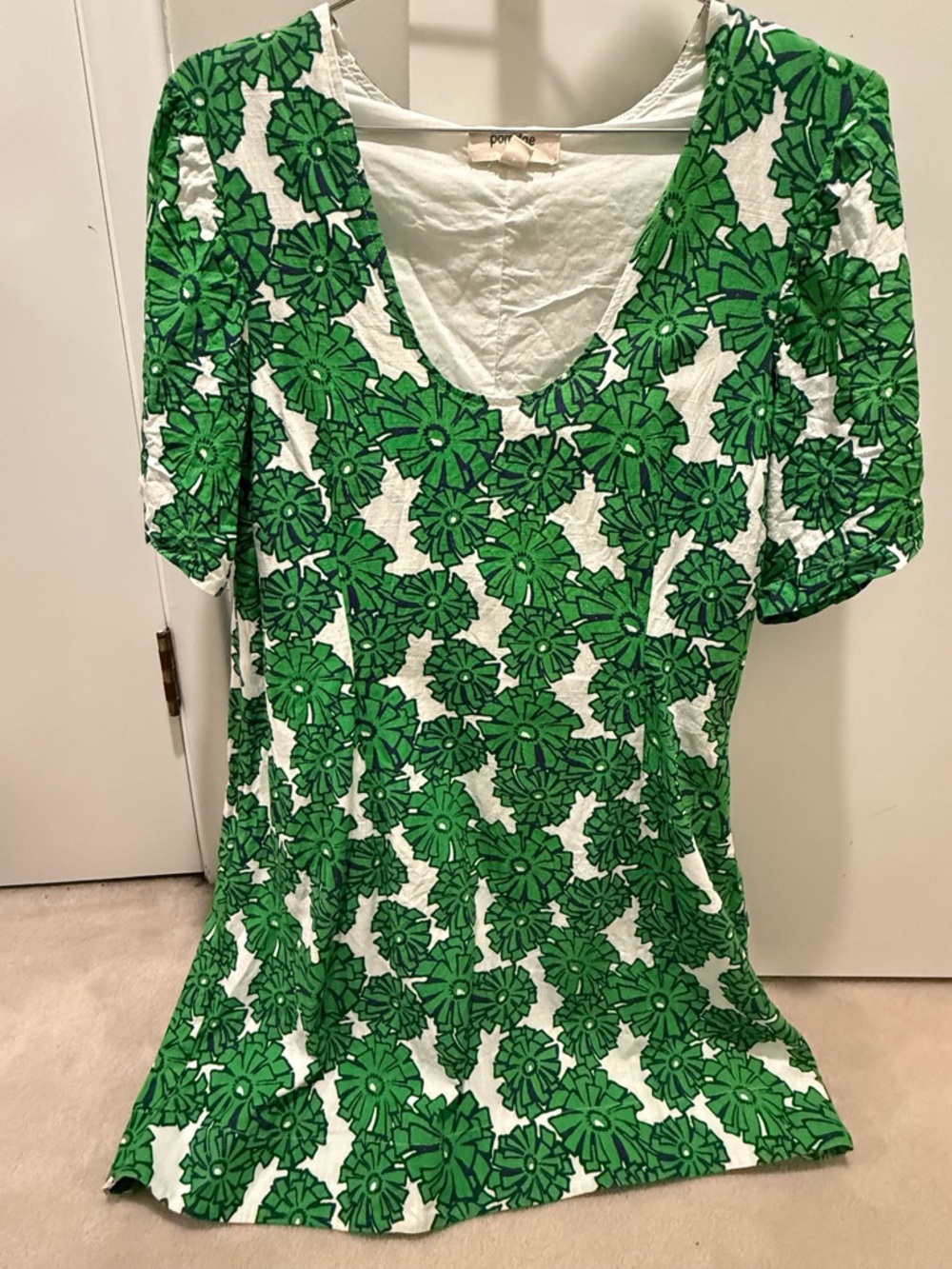 Porridge Green Floral V-Neck Short Sleeve Dress